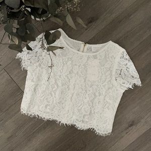 Morning Lavender white lace crop top